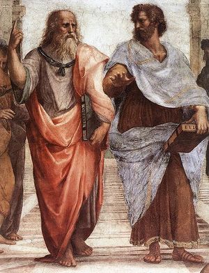 أفلاطون (إلى اليسار) وأرسطو (إلى اليمين)
